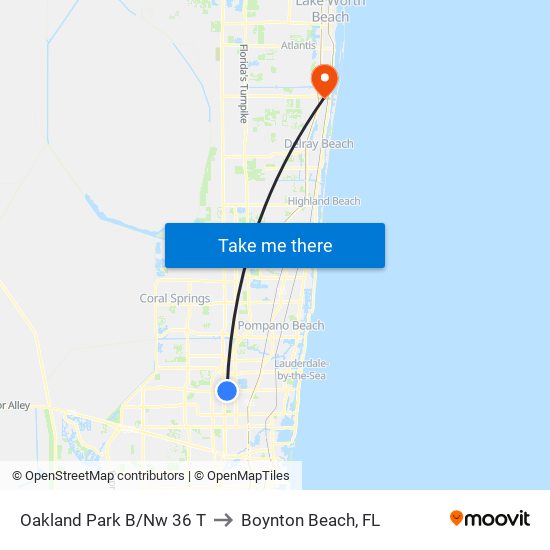 Oakland Park B/Nw 36 T to Boynton Beach, FL map