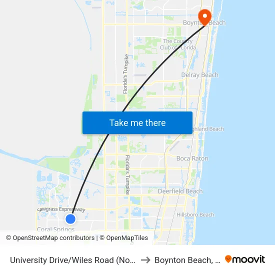 University Drive/Wiles Road (North) to Boynton Beach, FL map