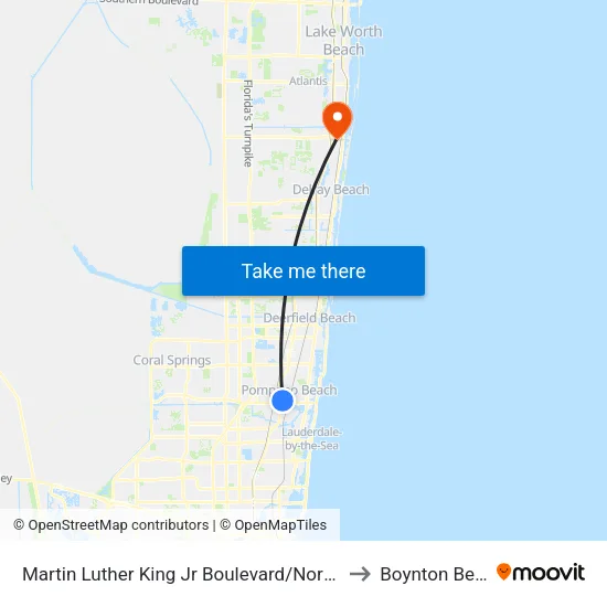 Martin Luther King Jr Boulevard/Northwest 8th Avenue to Boynton Beach, FL map