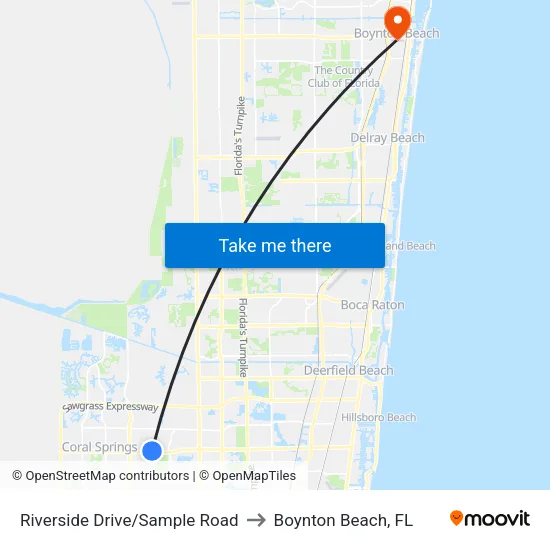 Riverside Drive/Sample Road to Boynton Beach, FL map