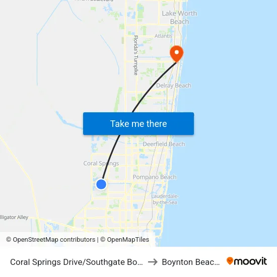 Coral Springs Drive/Southgate Boulevard to Boynton Beach, FL map