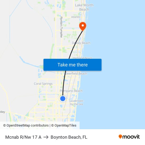 Mcnab R/Nw 17 A to Boynton Beach, FL map