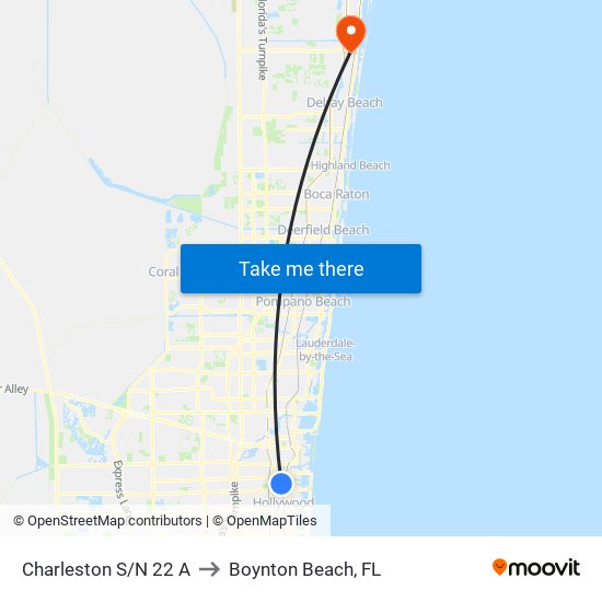 Charleston S/N 22 A to Boynton Beach, FL map