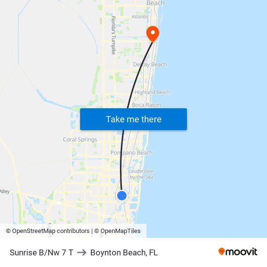 Sunrise B/Nw 7 T to Boynton Beach, FL map