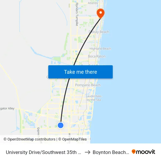 University Drive/Southwest 35th Street to Boynton Beach, FL map
