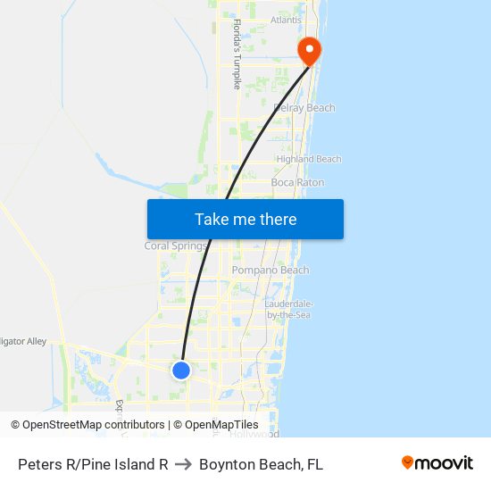 Peters R/Pine Island R to Boynton Beach, FL map