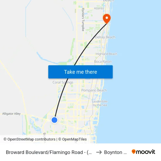 Broward Boulevard/Flamingo Road - (American Heritage School) to Boynton Beach, FL map