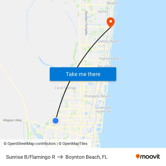 Sunrise B/Flamingo R to Boynton Beach, FL map