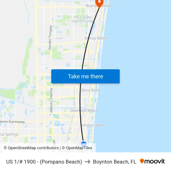 US 1/# 1900 - (Pompano Beach) to Boynton Beach, FL map