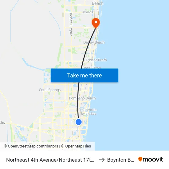 Northeast 4th Avenue/Northeast 17th Street - (Swim Pool) to Boynton Beach, FL map