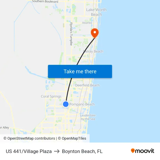 US 441/Village Plaza to Boynton Beach, FL map