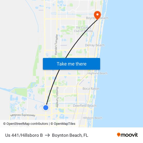 Us 441/Hillsboro B to Boynton Beach, FL map