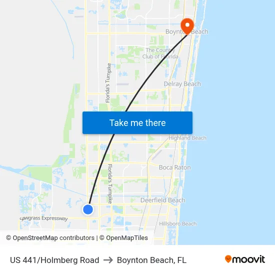 US 441/Holmberg Road to Boynton Beach, FL map