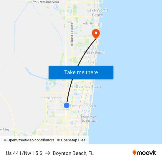 Us 441/Nw 15 S to Boynton Beach, FL map