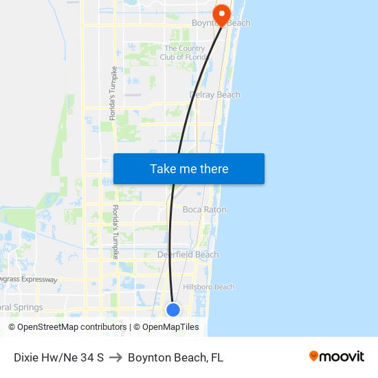 Dixie Hw/Ne 34 S to Boynton Beach, FL map