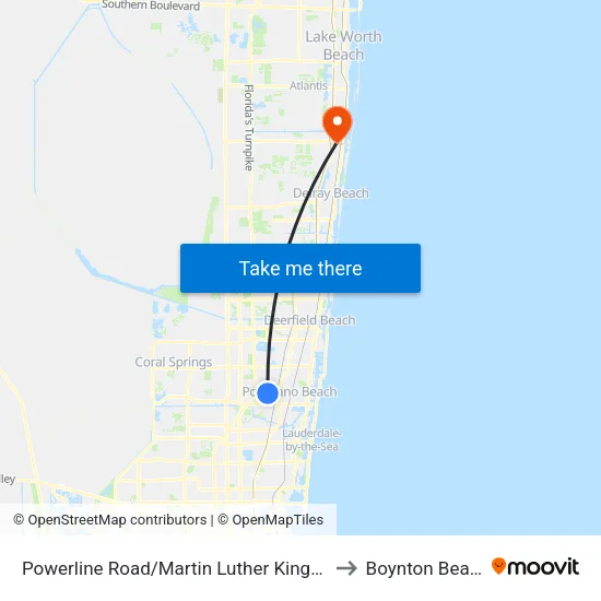 Powerline Road/Martin Luther King Jr Boulevard to Boynton Beach, FL map