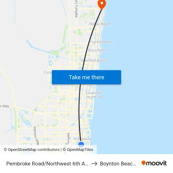 Pembroke Road/Northwest 6th Avenue to Boynton Beach, FL map