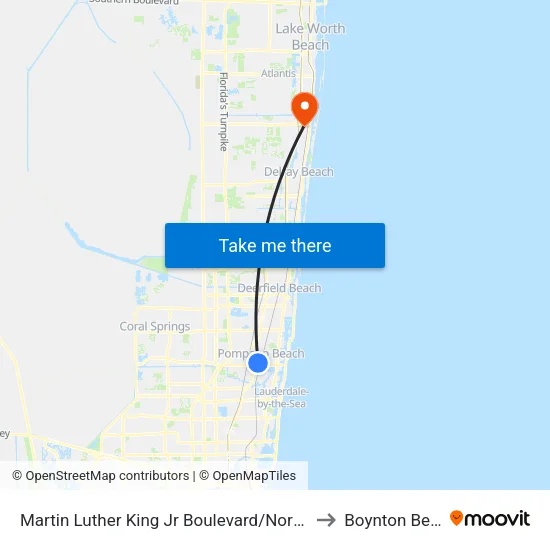 Martin Luther King Jr Boulevard/Northwest 5th Avenue to Boynton Beach, FL map