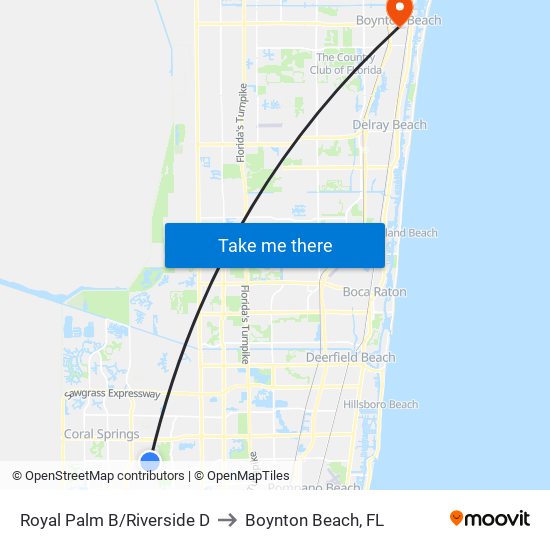 ROYAL PALM B/RIVERSIDE D to Boynton Beach, FL map