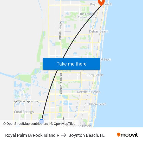 Royal Palm B/Rock Island R to Boynton Beach, FL map