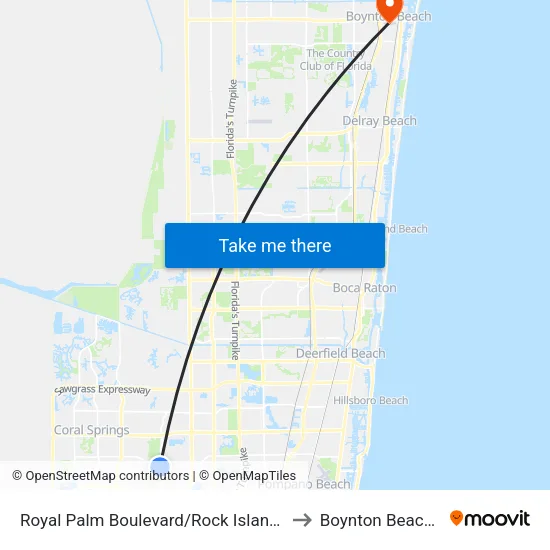 Royal Palm Boulevard/Rock Island Road to Boynton Beach, FL map