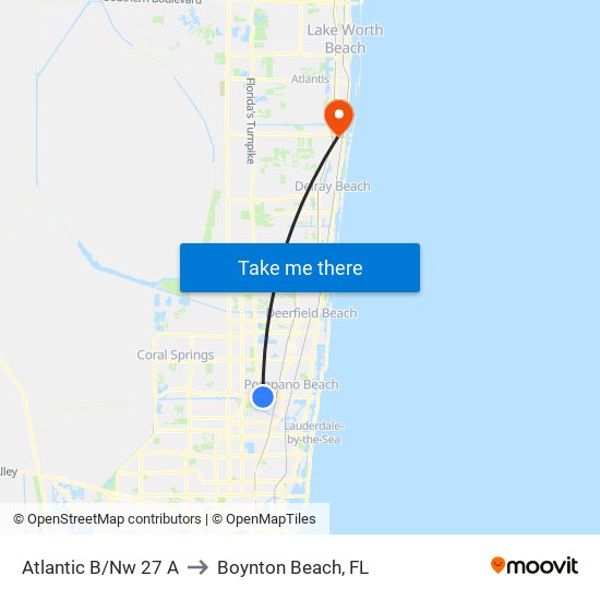 Atlantic B/Nw 27 A to Boynton Beach, FL map