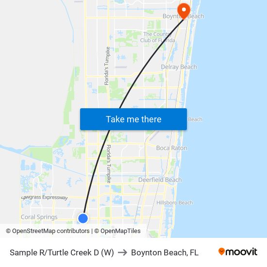 Sample R/Turtle Creek D (W) to Boynton Beach, FL map