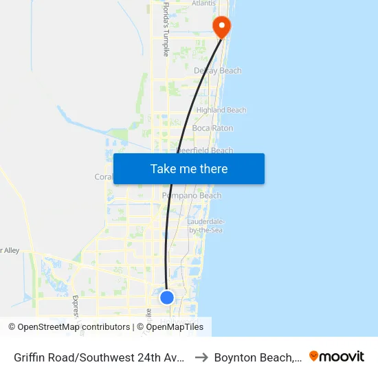 Griffin Road/Southwest 24th Avenue to Boynton Beach, FL map