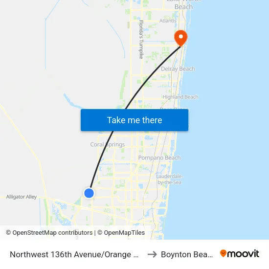 Northwest 136th Avenue/Orange Grove Drive to Boynton Beach, FL map