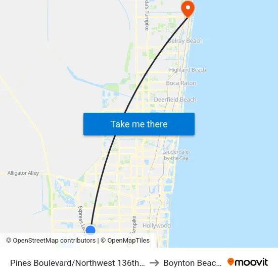 Pines Boulevard/Northwest 136th Avenue to Boynton Beach, FL map