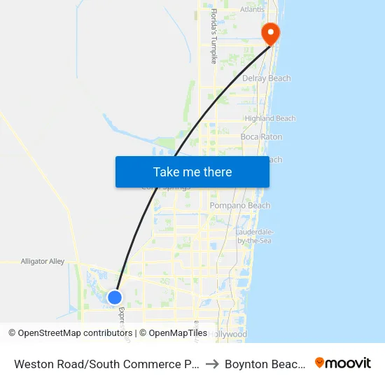 Weston Road/South Commerce Parkway to Boynton Beach, FL map