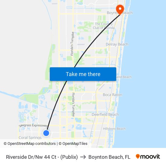 RIVERSIDE DR/NW 44 CT - (PUBLIX) to Boynton Beach, FL map