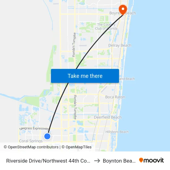 Riverside Drive/Northwest 44th Court - (Publix) to Boynton Beach, FL map