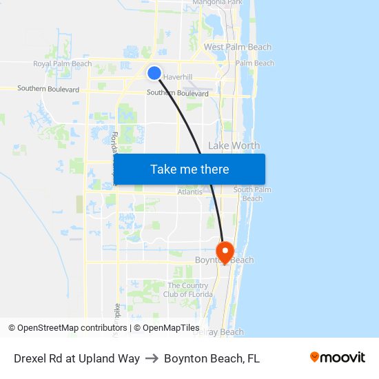 DREXEL RD at  UPLAND WAY to Boynton Beach, FL map