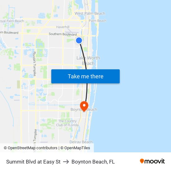 Summit Blvd at  Easy St to Boynton Beach, FL map