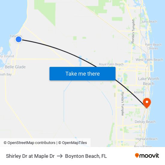 Shirley Dr at  Maple Dr to Boynton Beach, FL map