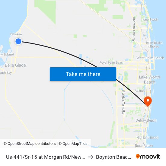 Us-441/Sr-15 at Morgan Rd/New Hope to Boynton Beach, FL map