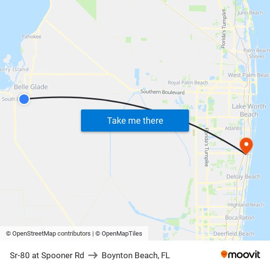 Sr-80 at Spooner Rd to Boynton Beach, FL map