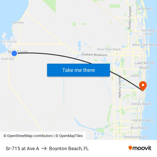 SR-715 at AVE A to Boynton Beach, FL map