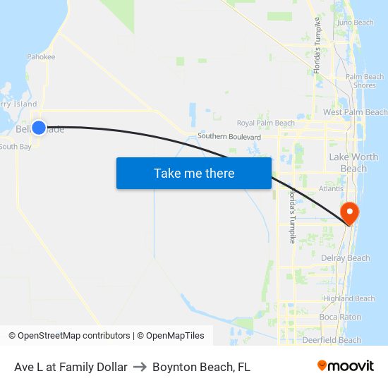 Ave L at Family Dollar to Boynton Beach, FL map