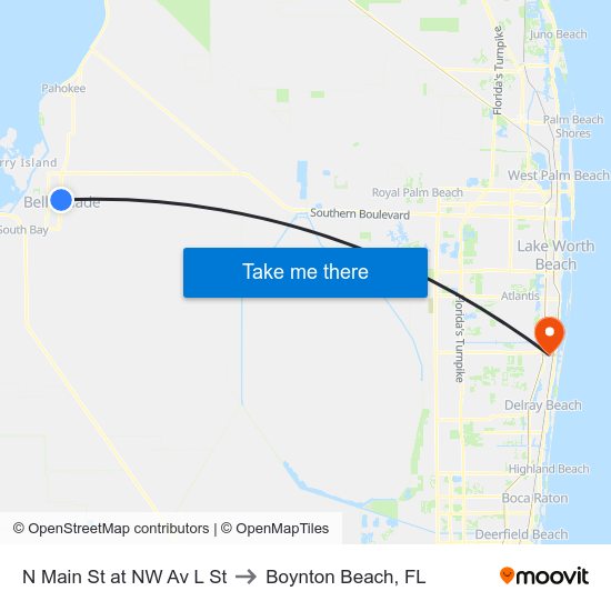 N Main St at NW Av L St to Boynton Beach, FL map