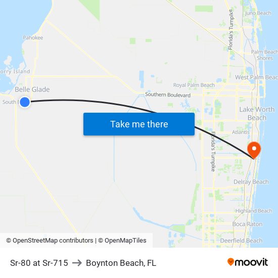 Sr-80 at Sr-715 to Boynton Beach, FL map