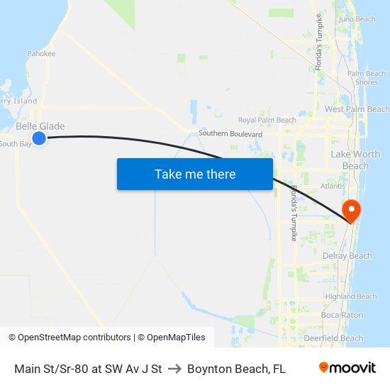 Main St/Sr-80 at SW Av J St to Boynton Beach, FL map