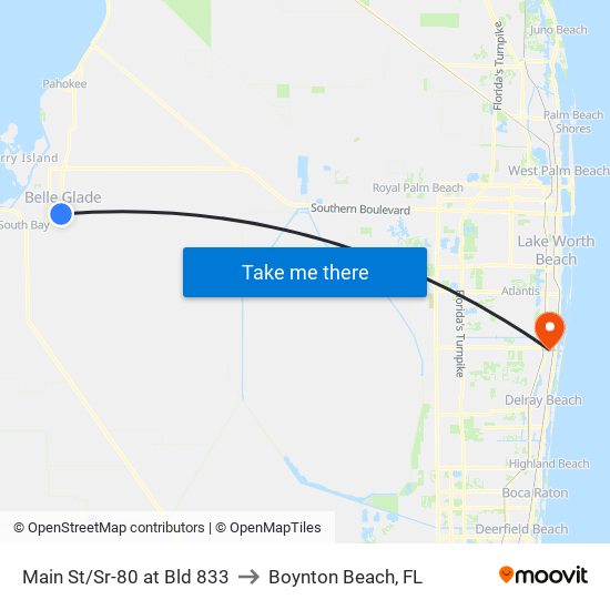 Main St/Sr-80 at Bld 833 to Boynton Beach, FL map