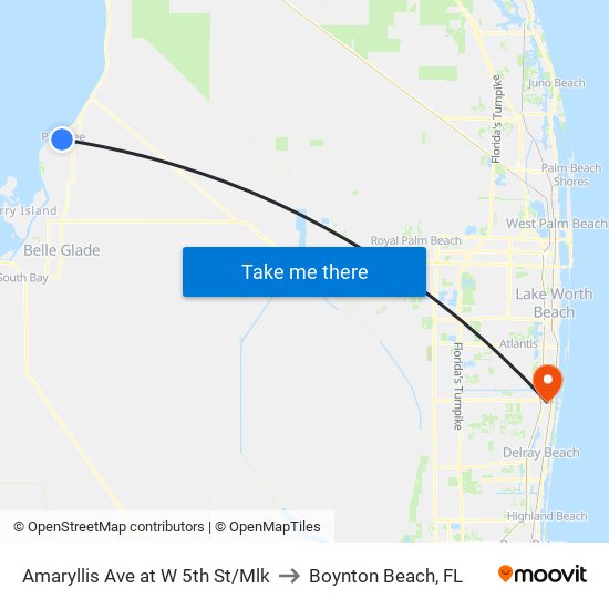 Amaryllis  Ave at W 5th St/Mlk to Boynton Beach, FL map