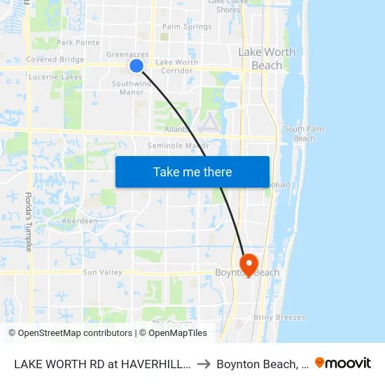 LAKE WORTH RD at HAVERHILL RD to Boynton Beach, FL map