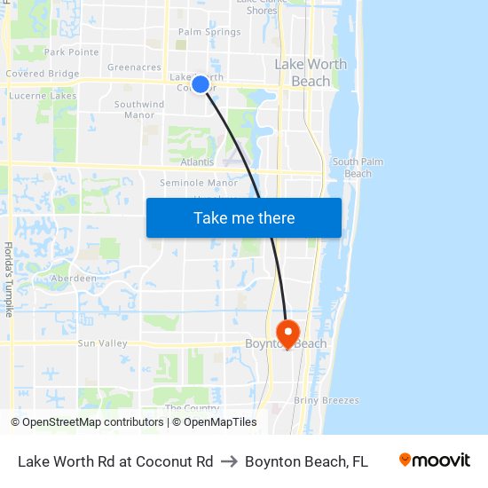 LAKE WORTH RD at COCONUT RD to Boynton Beach, FL map