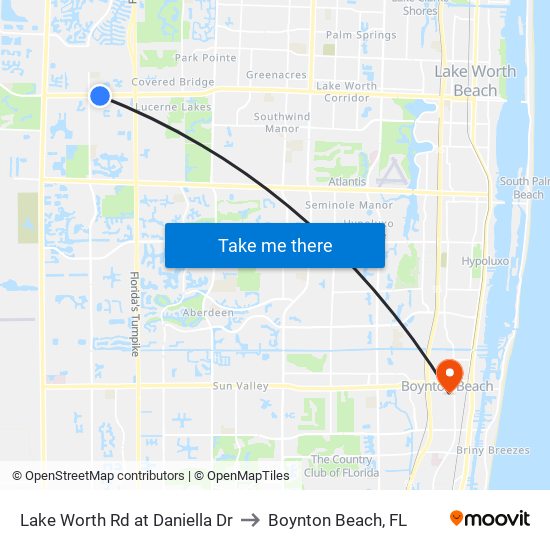 Lake Worth Rd at Daniella Dr to Boynton Beach, FL map