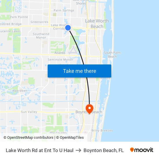 Lake Worth Rd at Ent To U Haul to Boynton Beach, FL map