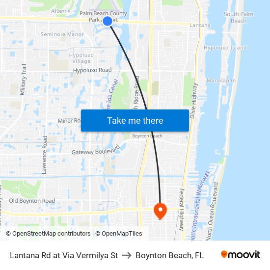 Lantana Rd at Via Vermilya St to Boynton Beach, FL map